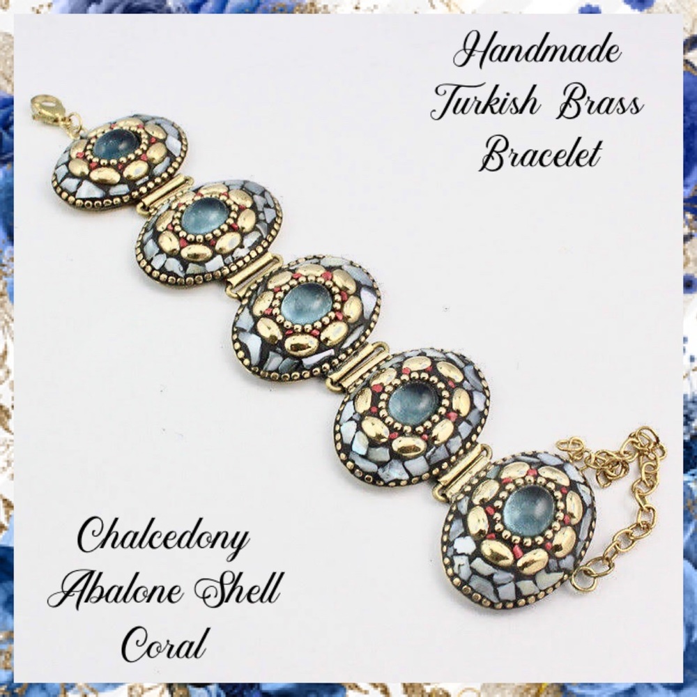 🆒Handmade Chalencony Coral Turkish Brass Bracelet